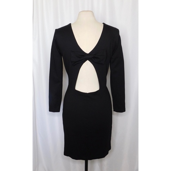 AMANDA UPRICHARD Black Open Back Bow Ponte Knit Dress Sheath Classic Large - Picture 9 of 13